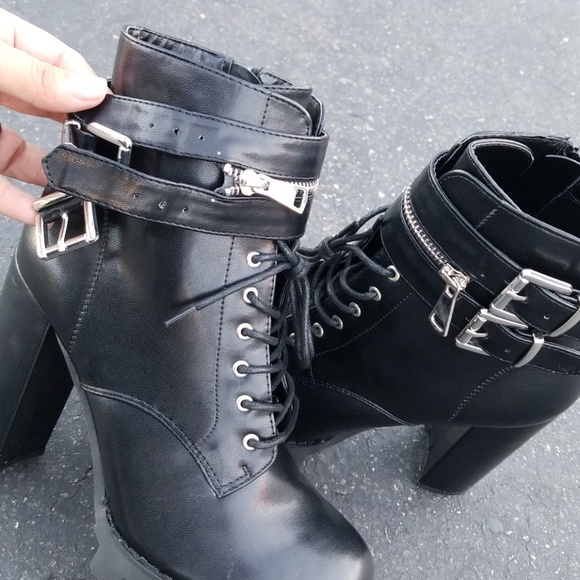 Last Size 8**🖤🍁Blk Almond Toe Lug Sole Platform - Picture 8 of 8